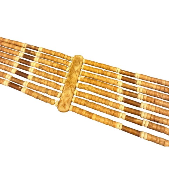 Handcrafted Multi-Strand Beaded Belt Tribal-Inspired Carvings African 80s - Picture 6 of 6